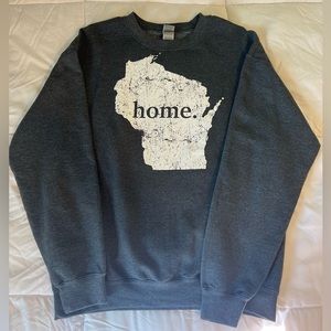 Wisconsin Grey “Home” Gildan Crewneck